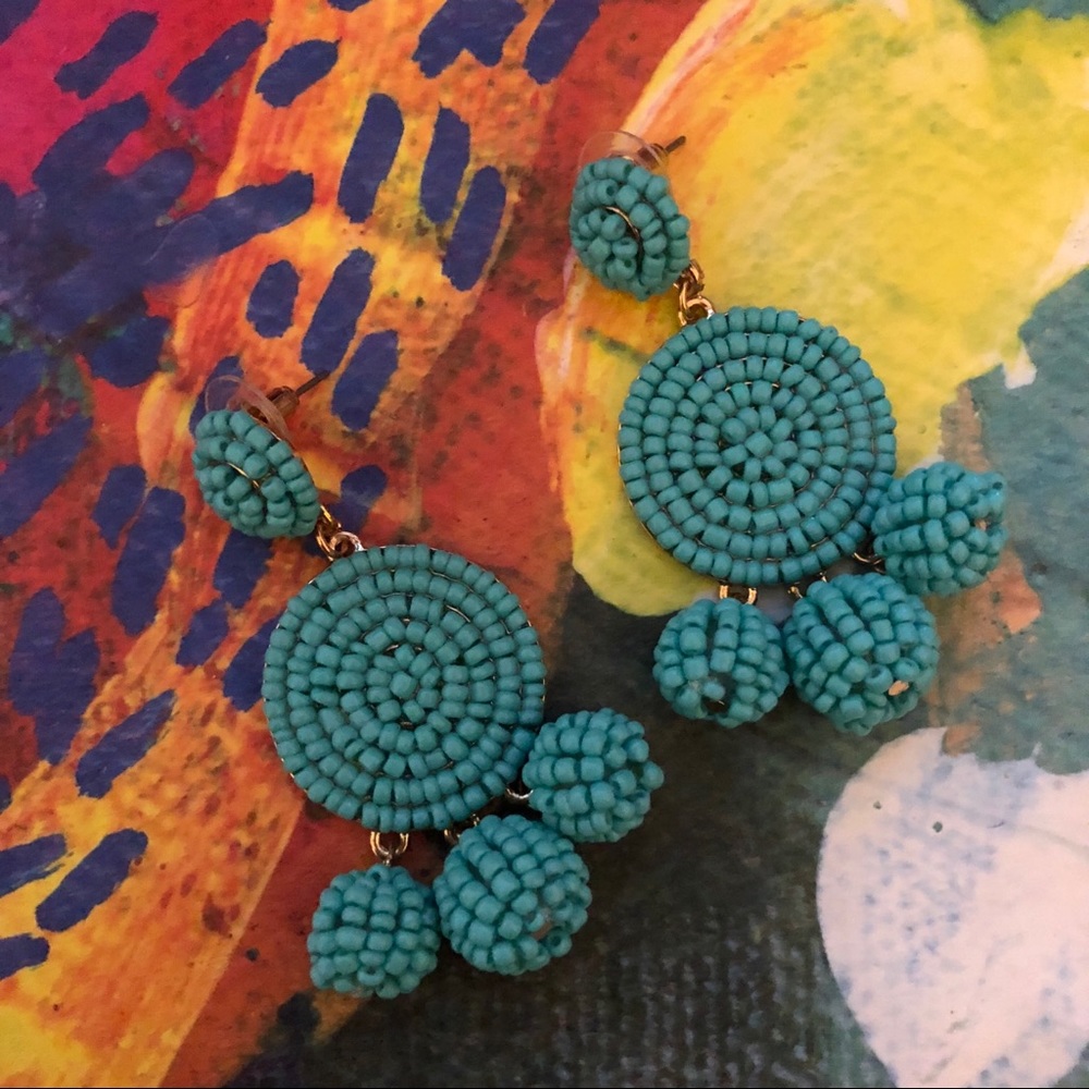 Fornash Beaded Pom Pom Earrings